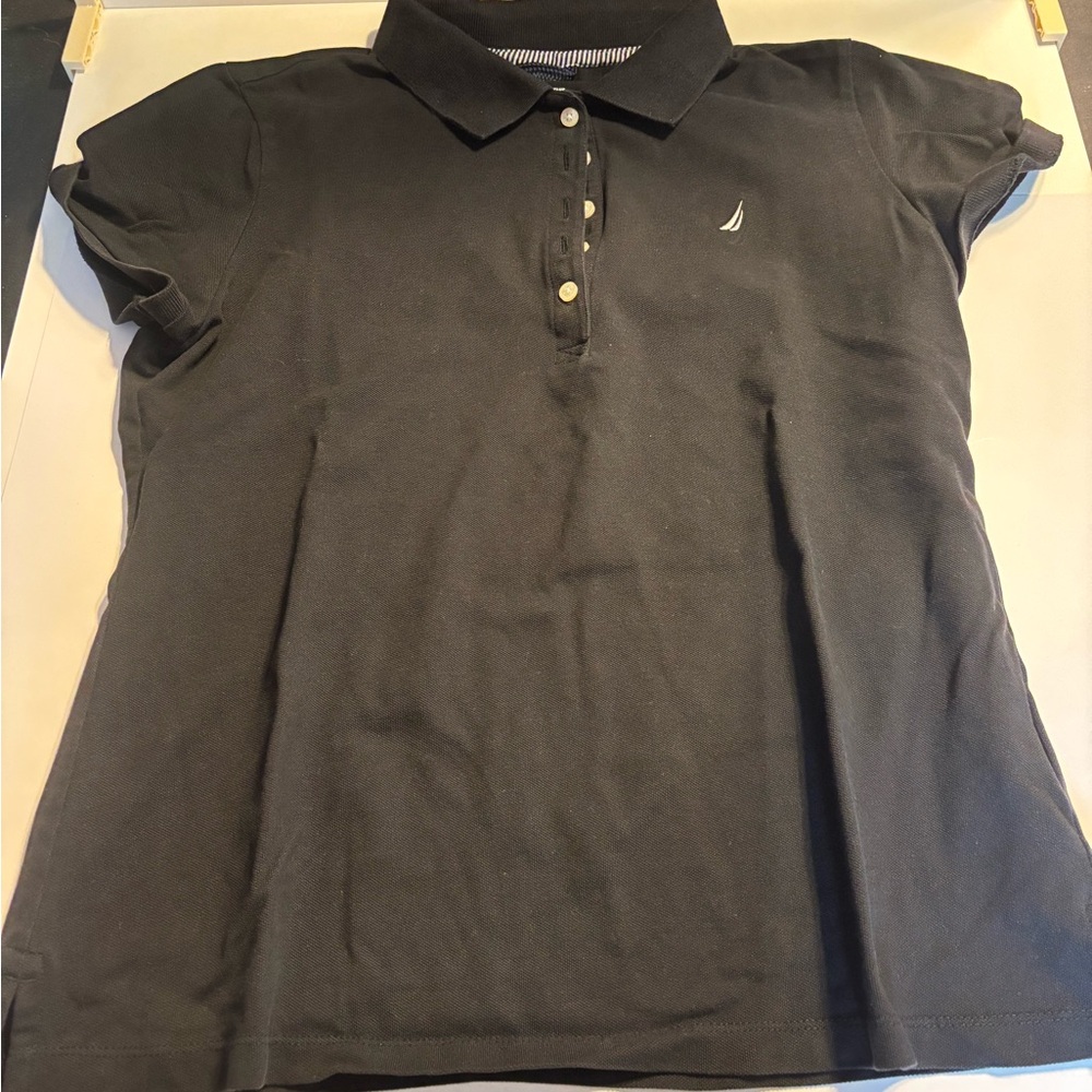 Nautica Black Short Sleeve Polo Tee